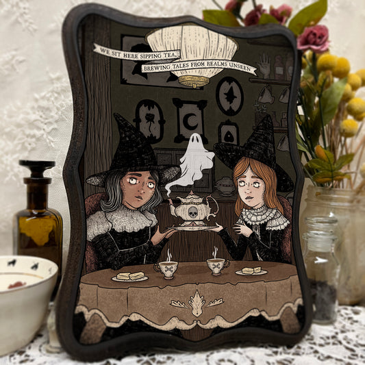 Tea Witches (wood print)
