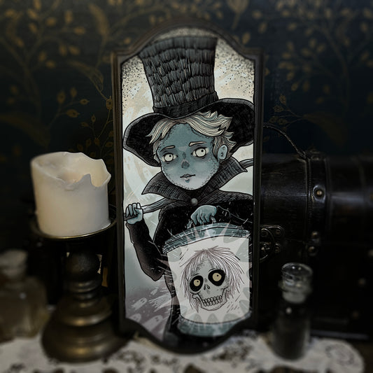 Hatbox Ghost (wood print)