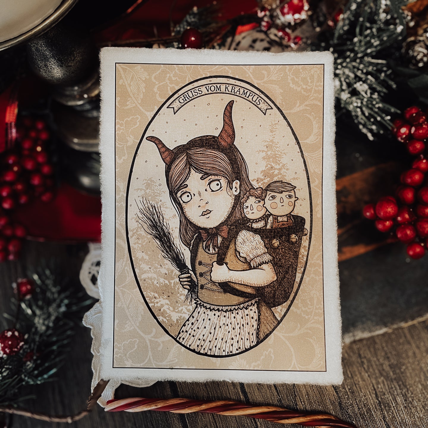 deckle edge Krampus prints