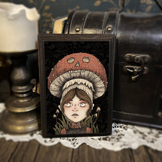 Mildret the Mushroom Orphan (wood print)