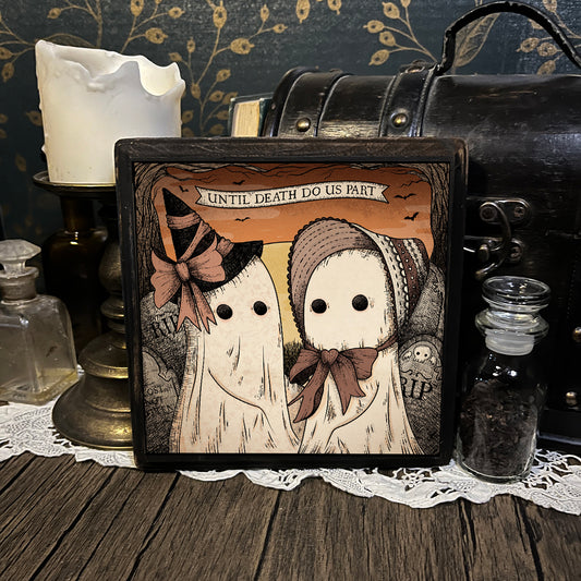 Classic Ghost Couple (wood print)