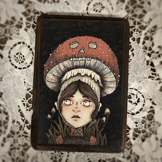 Mildret the Mushroom Orphan (wood print)
