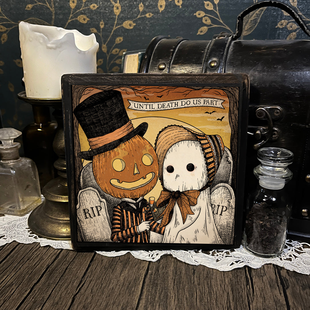 Classic Halloween Couple (wood print)