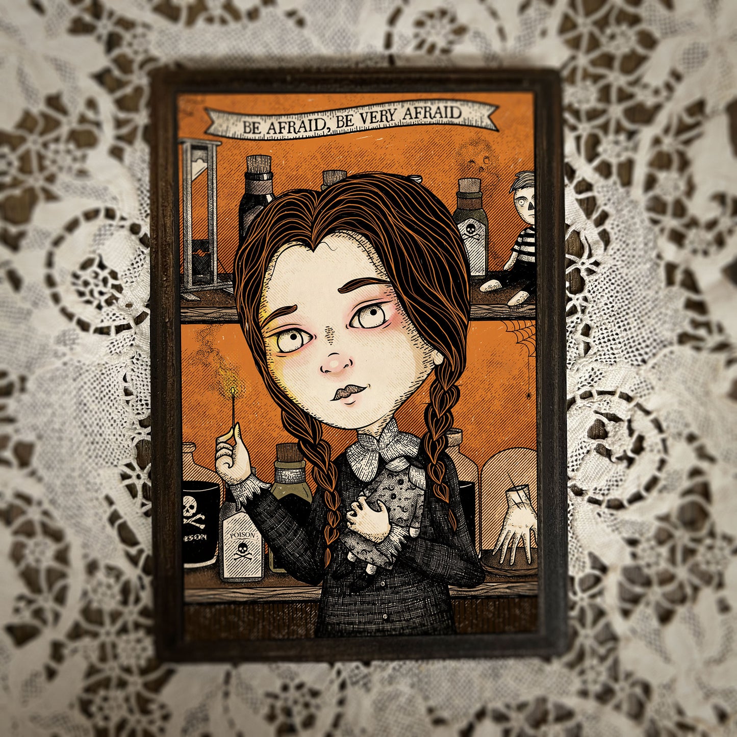 Wednesday Addams, Be Very Afraid (wood print)