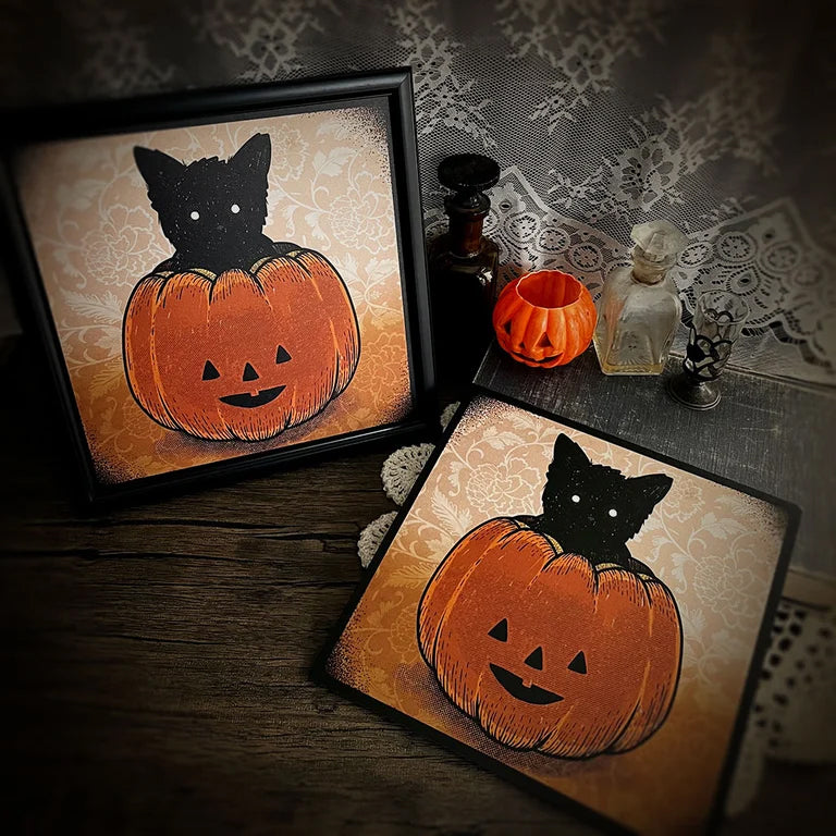 Classic Black Cat Pumpkin print
